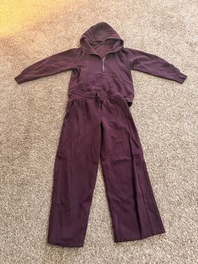 lululemon athletica scuba Plum Half-Zip Hoodie & Wide-Leg Pants